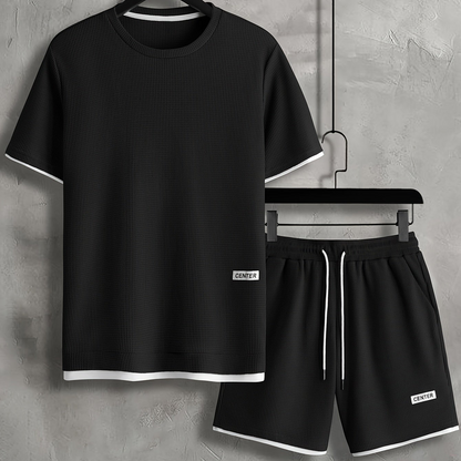 Ensemble décontracté homme T-shirt manches courtes & short – Tenue d'été décontractée avec col rond