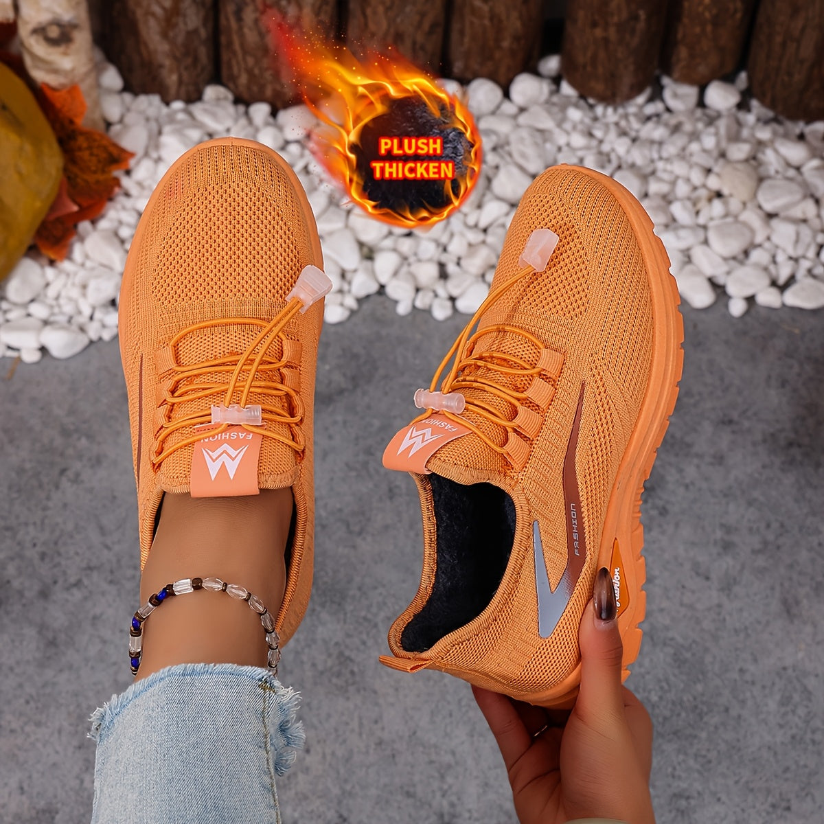 Sneakers invernali da donna foderati con sistema di allacciatura rapida