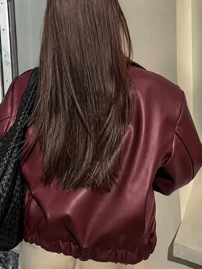 Kort damesjack met ritssluiting, kraag en elastische zoom