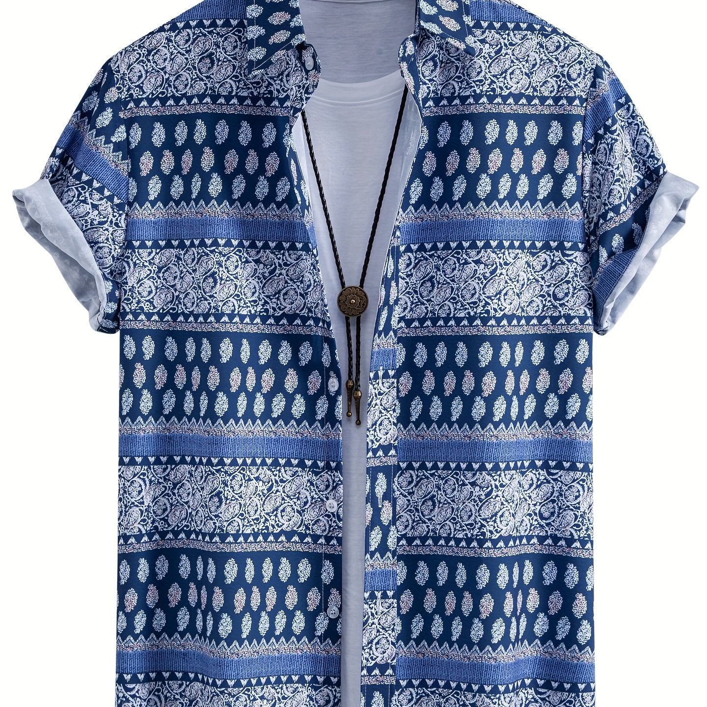 Chemise de villégiature à manches courtes pour homme avec imprimé coquillages – Look estival maritime pour la plage et les loisirs