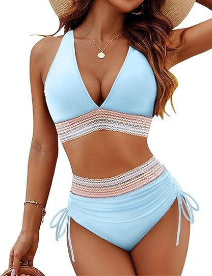 Catherine – Højtaljet damebikini med slidsdesign