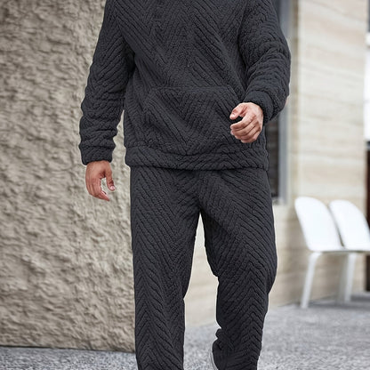 Heren zachte hoodie- en joggingbroekset, comfortabele tweedelige set