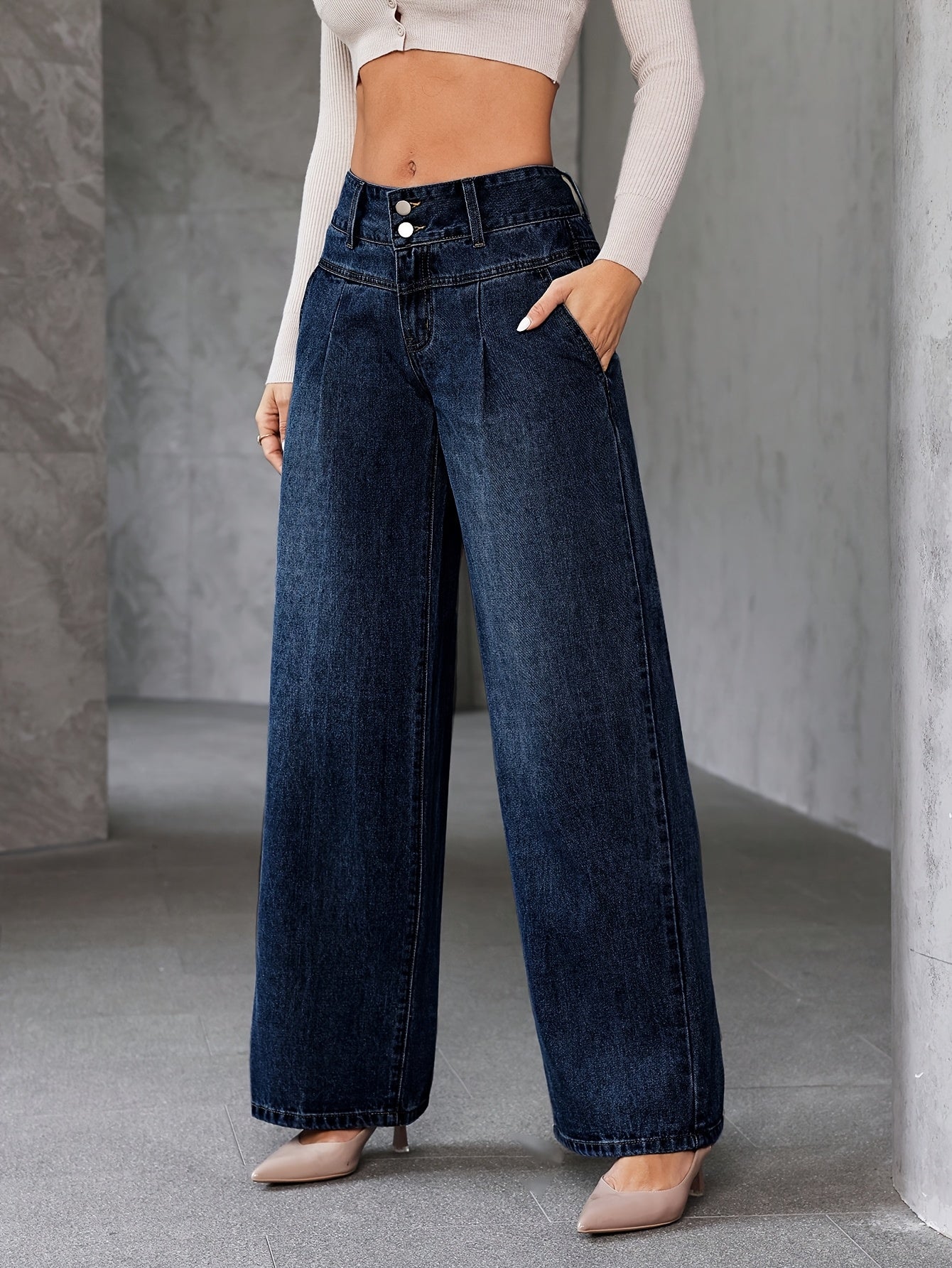 Damen High Waist Weite Jeans – Modische Flared Jeans für Freizeit & Alltag