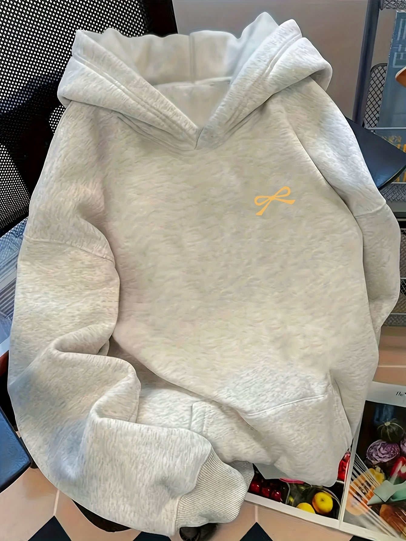 Sudadera con capucha extragrande para mujer, con bordado de lazo