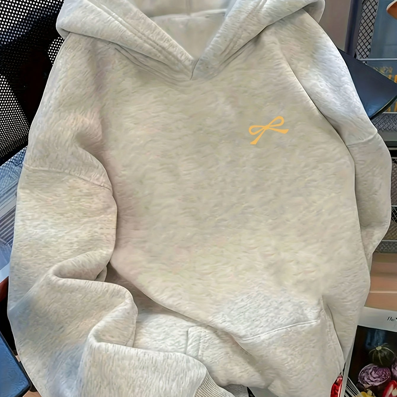 Sudadera con capucha extragrande para mujer, con bordado de lazo