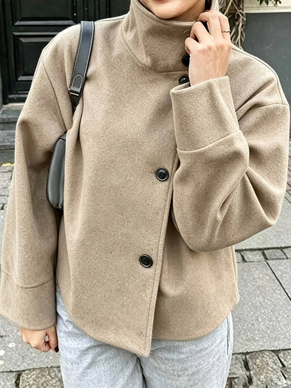 Damen Kurzjacke mit Stehkragen und Knöpfen
