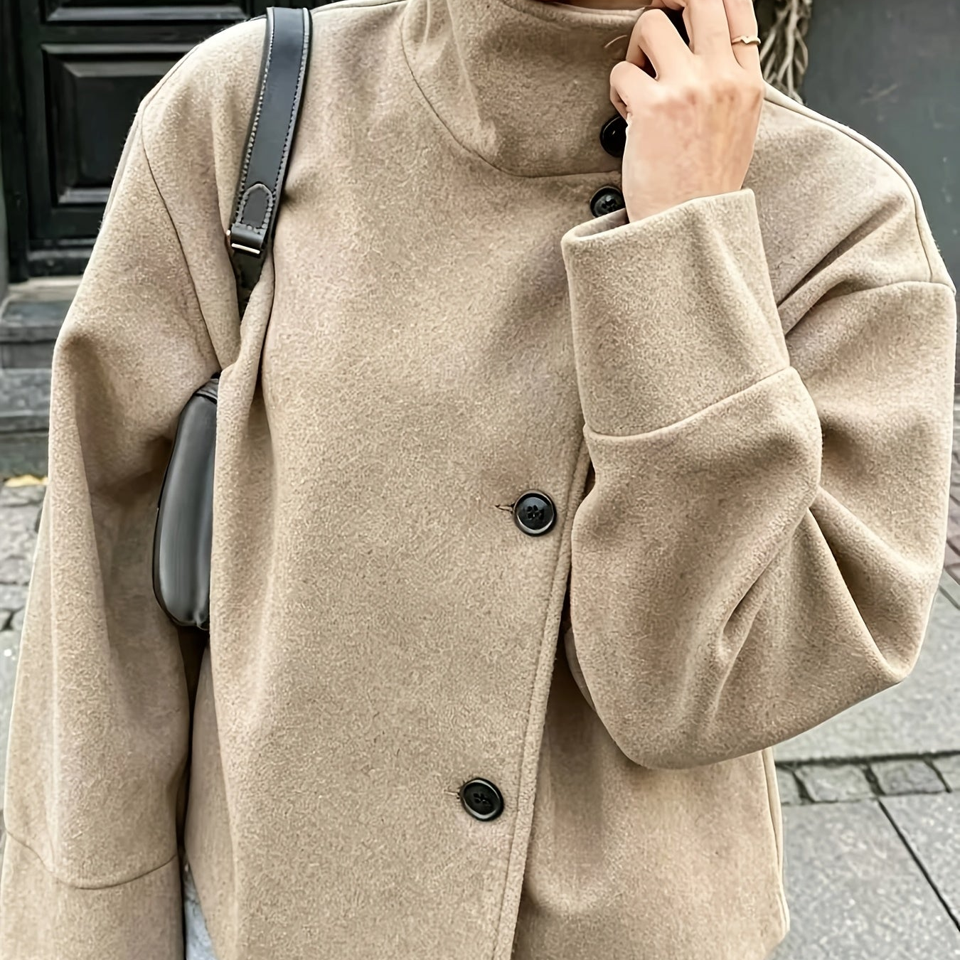 Damen Kurzjacke mit Stehkragen und Knöpfen
