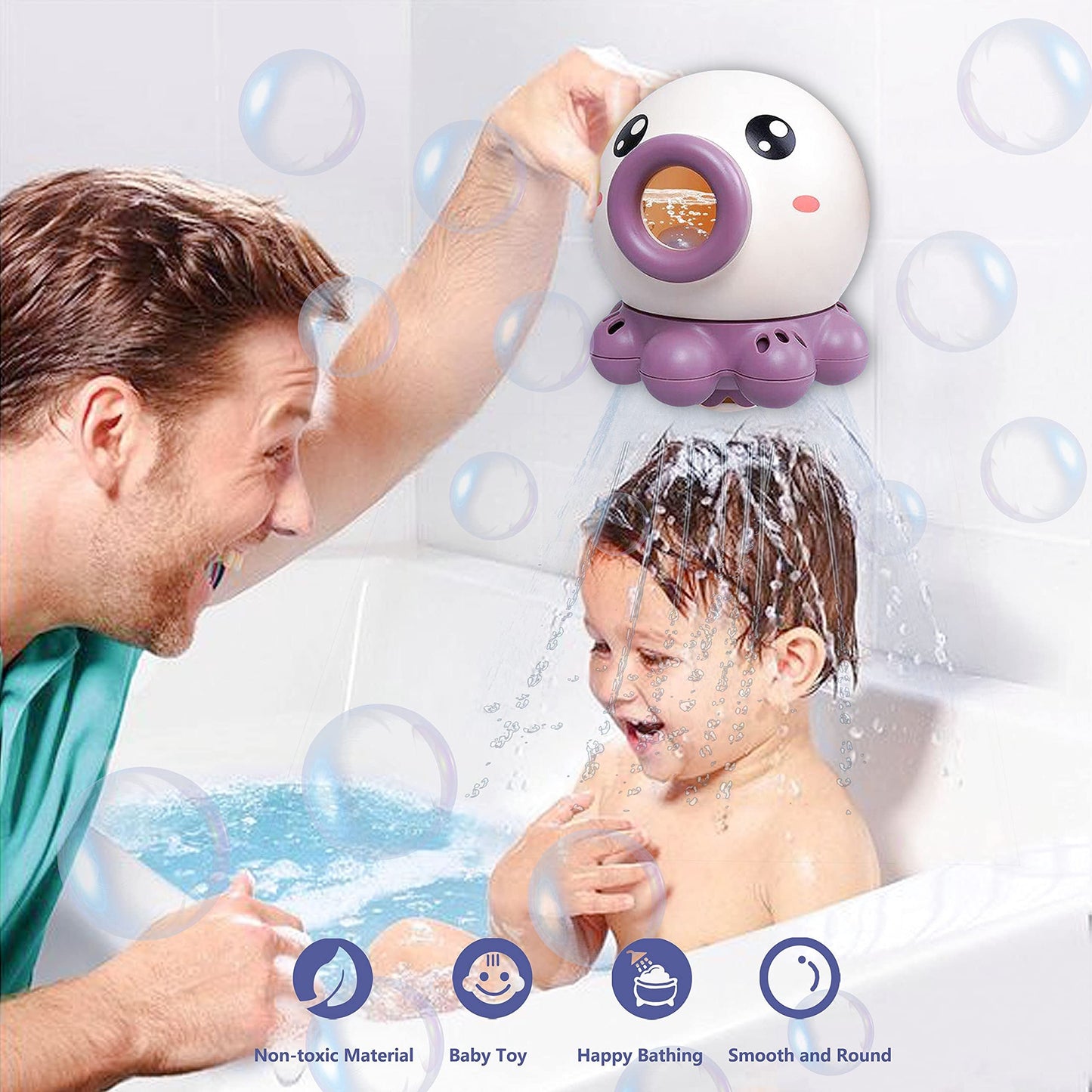 Baby Bade-Spielzeug Oktopus Wasserspritzspielzeug für Jungen und Mädchen – Interaktives Badespaß-Spielzeug für Kinder und Kleinkinder
