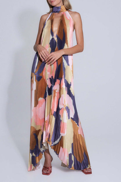 Chelsea – Vestido fluido con escote en V profundo y diseño de espalda descubierta