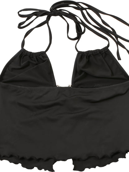 Top da festa alla moda da donna con collo halter, dettaglio ad anello e cut-out per serate e uscite