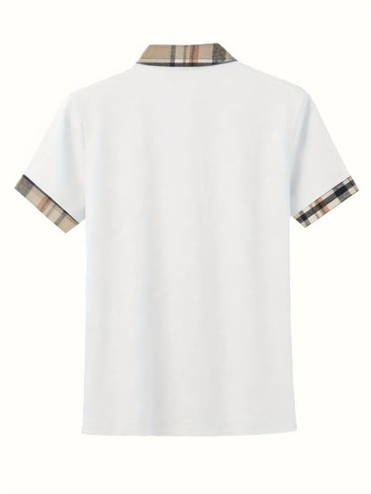 Polo casual da donna con zip e motivo a quadri – Maglia da tempo libero alla moda con collo con cerniera
