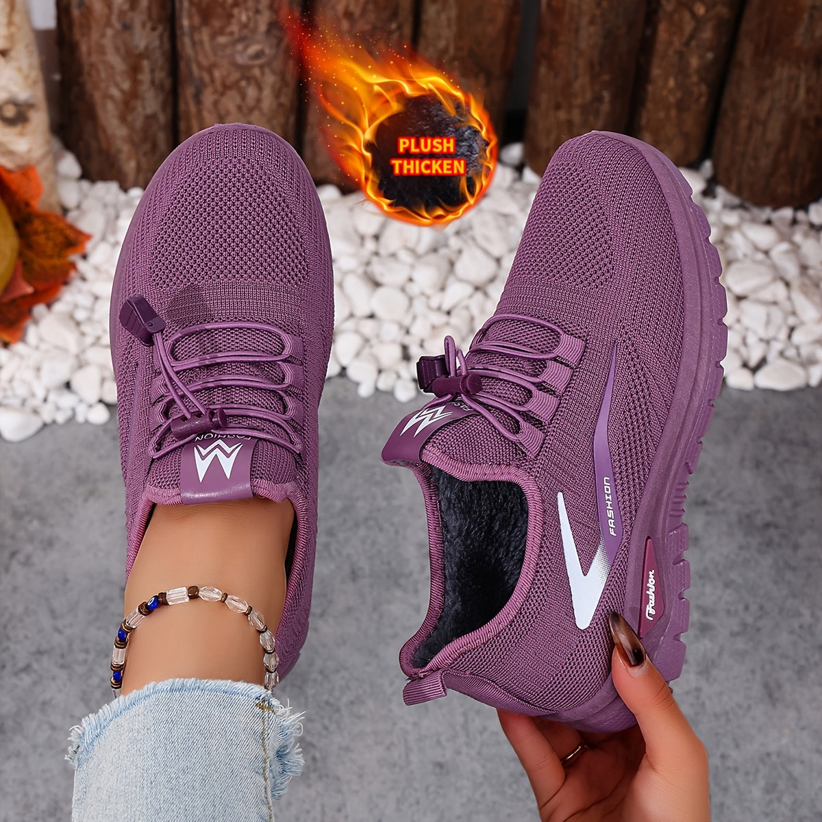 Sneakers invernali da donna foderati con sistema di allacciatura rapida