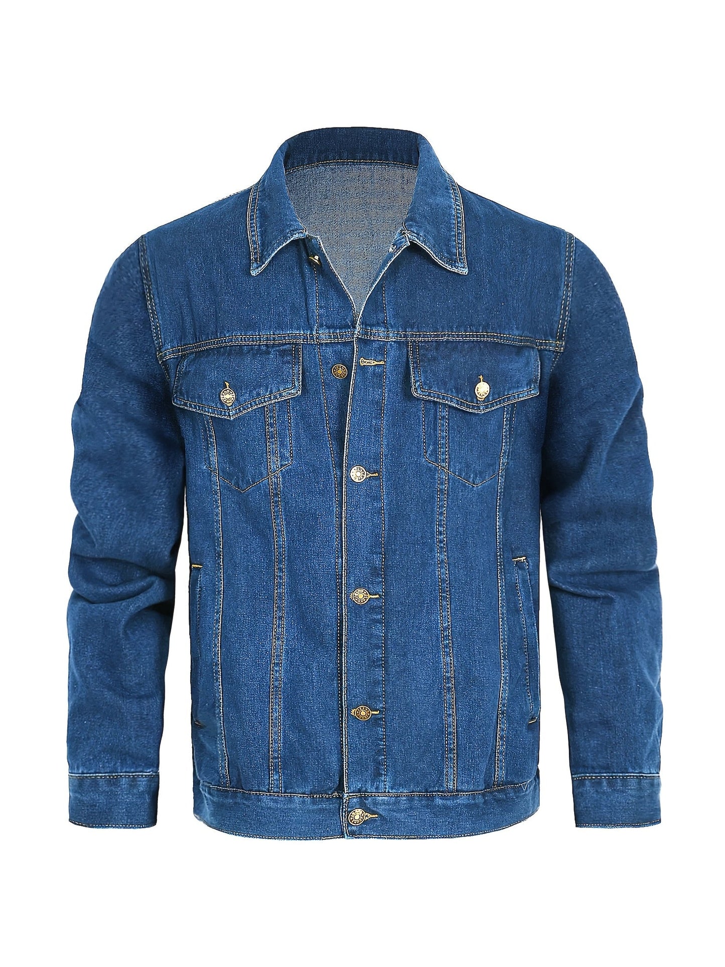 Giacca di jeans da uomo in denim stile classico per tempo libero e uso quotidiano