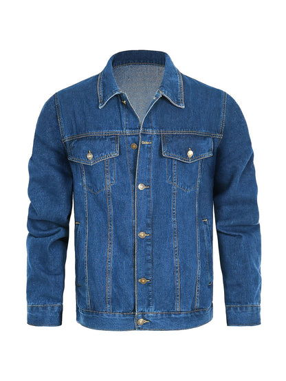 Giacca di jeans da uomo in denim stile classico per tempo libero e uso quotidiano