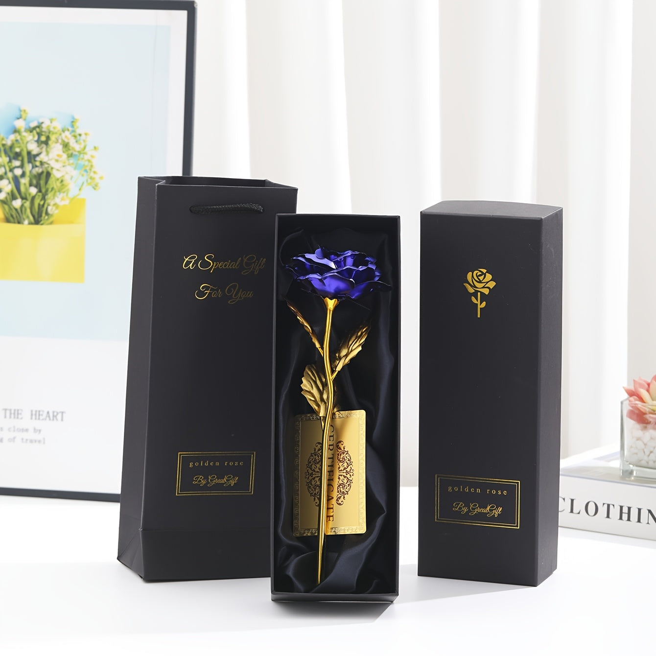 Luxuriöses Geschenk Deko-Rose mit Geschenkbox – Zeitlose Blume für Damen – Perfekt als Liebesbeweis oder Dekoration