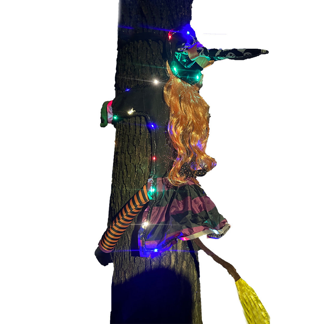 Pendentifs sorcières déco Halloween avec guirlande lumineuse pour extérieur – Parfait pour fêtes et jardins effrayants