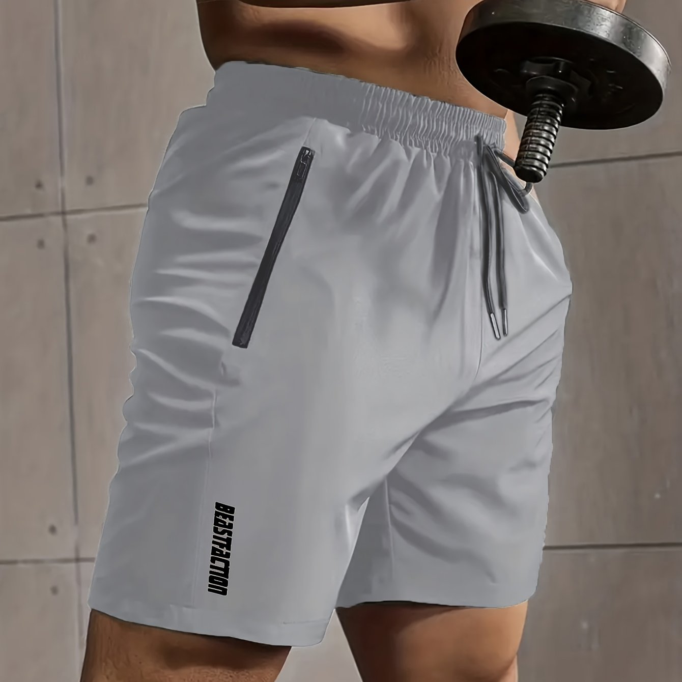 Męskie szorty sportowe do fitnessu, krótkie spodenki z kieszeniami na zamek błyskawiczny