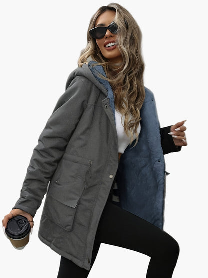 Damen Winterparka mit Kapuze und Kordelzug – Freizeitjacke für kalte Tage