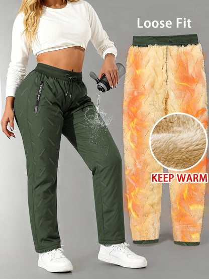Pantaloni da jogging invernali da donna, imbottiti e idrorepellenti, per sport e tempo libero