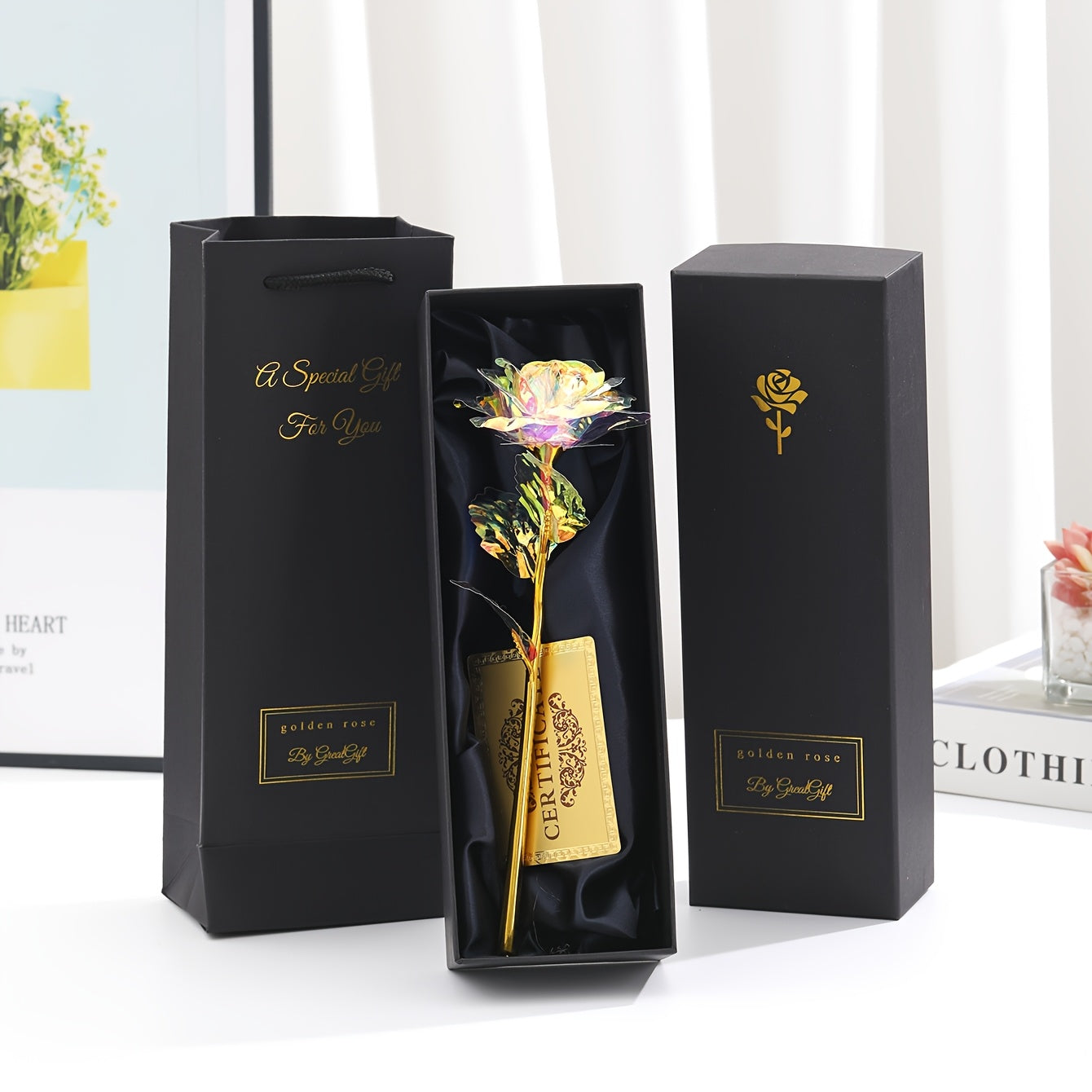 Luxuriöses Geschenk Deko-Rose mit Geschenkbox – Zeitlose Blume für Damen – Perfekt als Liebesbeweis oder Dekoration