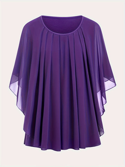 Damen Elegante Oversized Chiffon Bluse für Ausgehen – Stilvolle Flatterärmel, Lockerer Schnitt, Ideal für festliche Anlässe