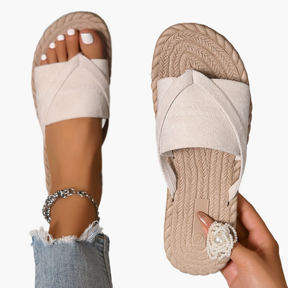 Dame sommer slip-on sandaler med krydsremme – Komfortable flade udendørs slides