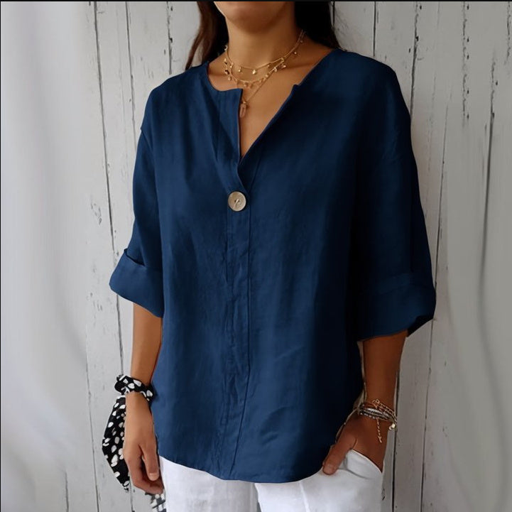 Damen Bluse im lockeren Boho-Style mit V-Ausschnitt – Casual Chic, ideal für Alltag & Freizeit