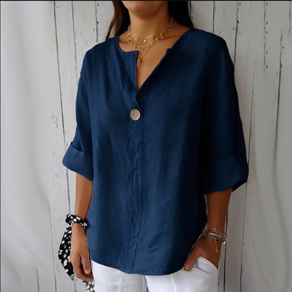 Damen Bluse im lockeren Boho-Style mit V-Ausschnitt – Casual Chic, ideal für Alltag & Freizeit