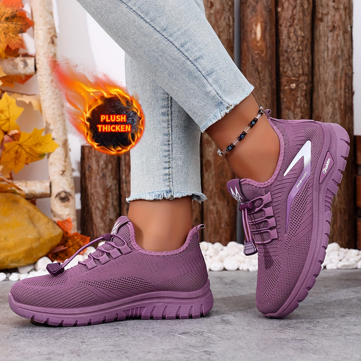 Sneakers invernali da donna foderati con sistema di allacciatura rapida