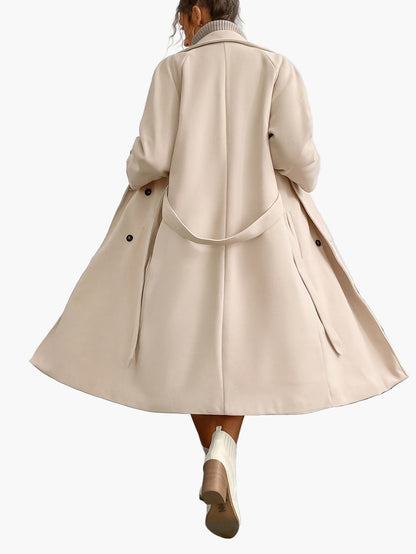 Manteau d'hiver élégant pour femme avec ceinture et poches – Long manteau stylé pour le quotidien et le bureau