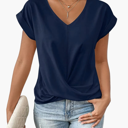 Blusa elegante de mujer con escote en V y diseño cruzado para el día a día y la oficina