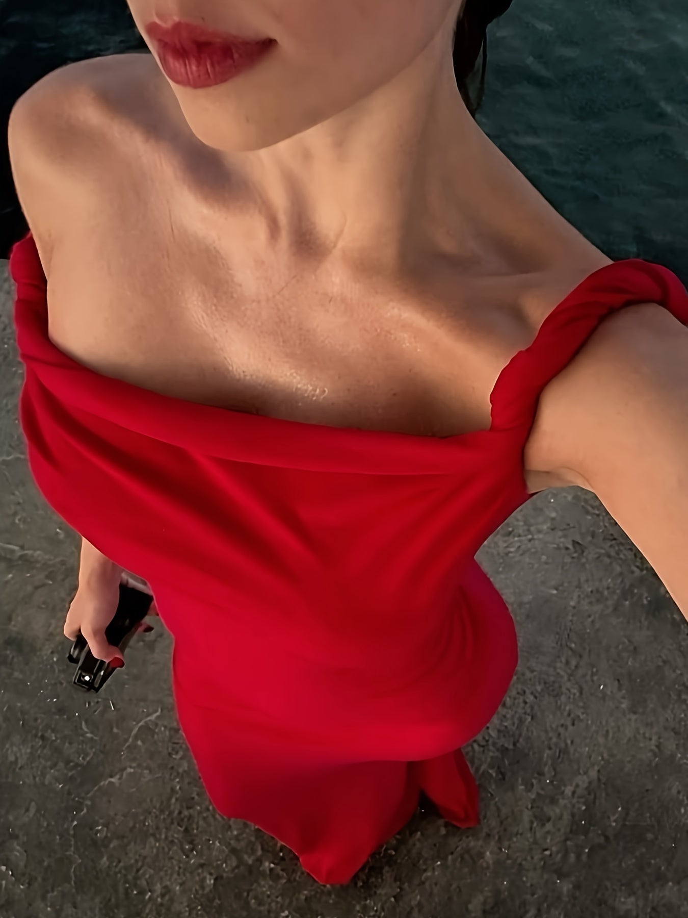 Damen Abendkleid Elegant Ein-Schulter Maxikleid Festlich Figurbetont