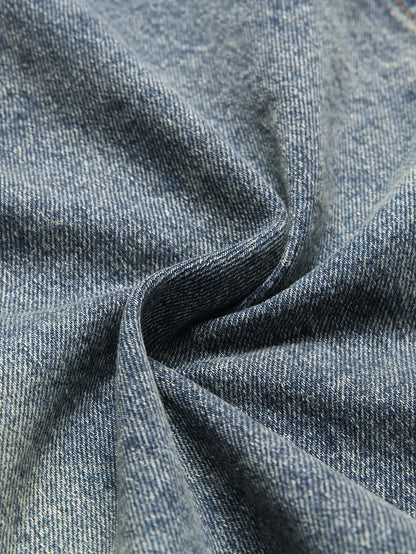 Gilet di jeans da uomo blu senza maniche effetto distressed