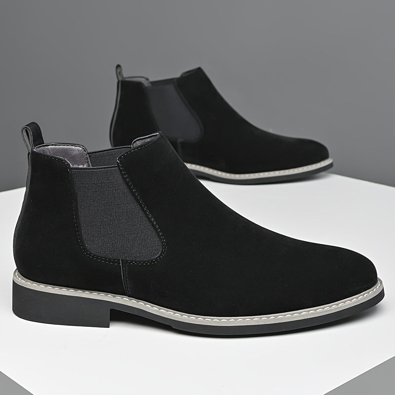 Chelsea-laarzen voor heren, suède-look, instaplaarzen met elastische inzetstukken, bruin en zwart