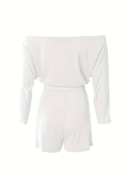 Dame Off-Shoulder Jumpsuit Kortærmet – Moderne Sommerdragt til Fritid og Ferie
