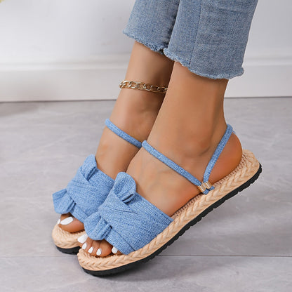 Damen Sommer Sandalen mit Schleife und Knöchelriemen – Bequeme Freizeitschuhe für Alltag & Urlaub
