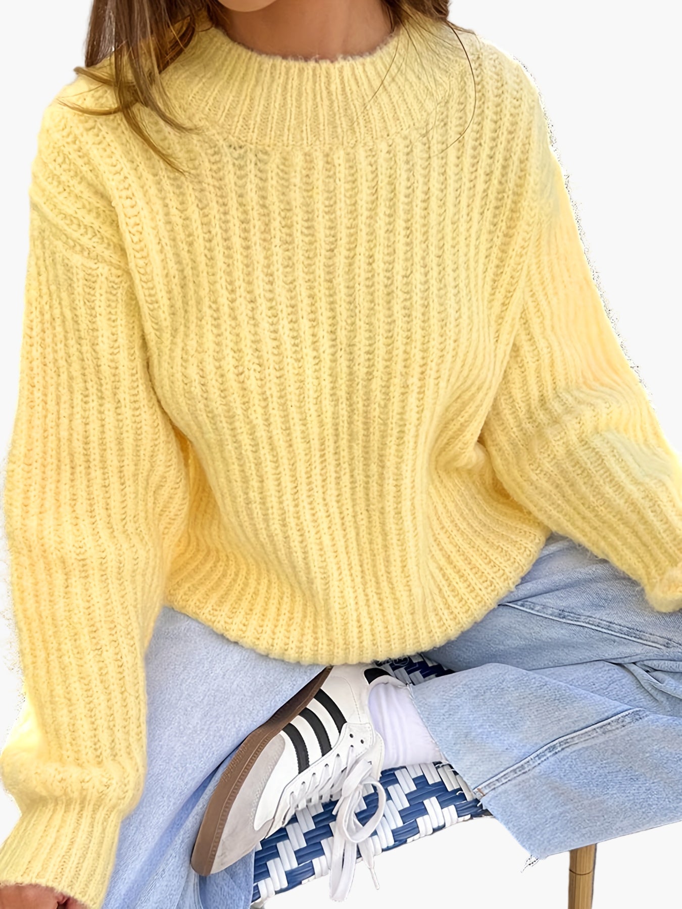 Dame Strikpullover med løs pasform Casual efterår vinter modestil