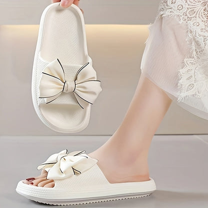 Dames slidesandalen met grote strik – modieuze vrijetijdsschoenen voor tuin, zwembad en dagelijks gebruik