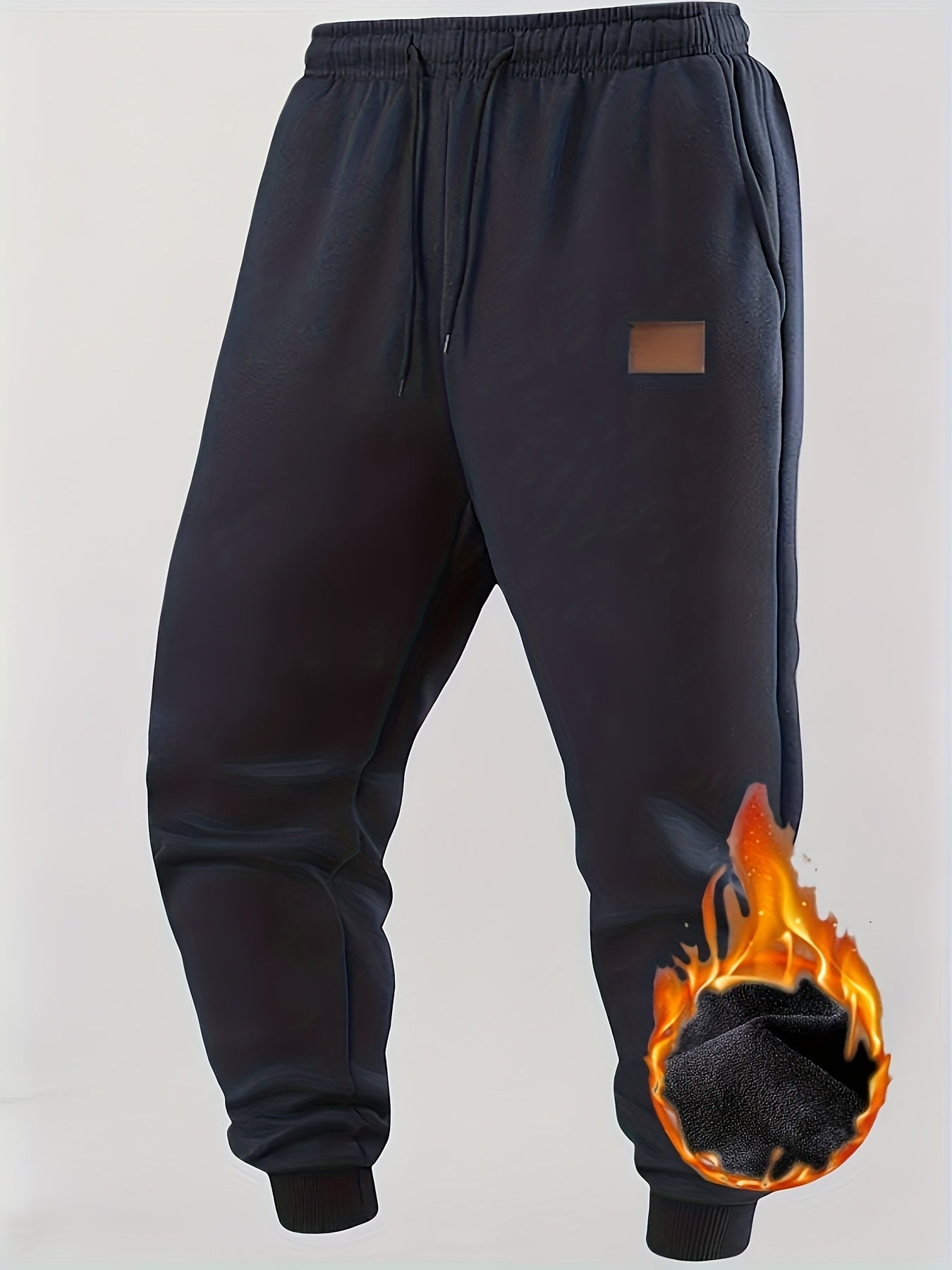 Herren Warme Jogginghose mit Fleecefutter, Kordelzug, Schwarz