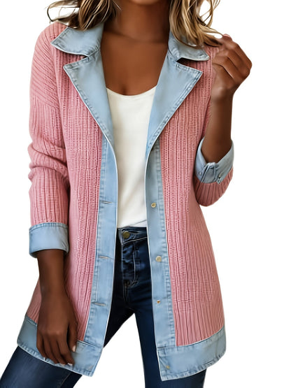 Damen Blazer im Denim-Look, Eleganter Freizeit-Jacke für Büro und Alltag