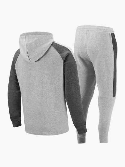 Herr Sportig Träningsdräkt med Hoodie – Fritid & Fitness Joggingdräkt Set