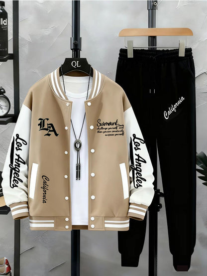 Herren College Jacke & Jogginghose Set Zweiteiler mit Los Angeles Print