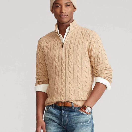 Jersey de hombre con trenzas – Estilo clásico para oficina y tiempo libre