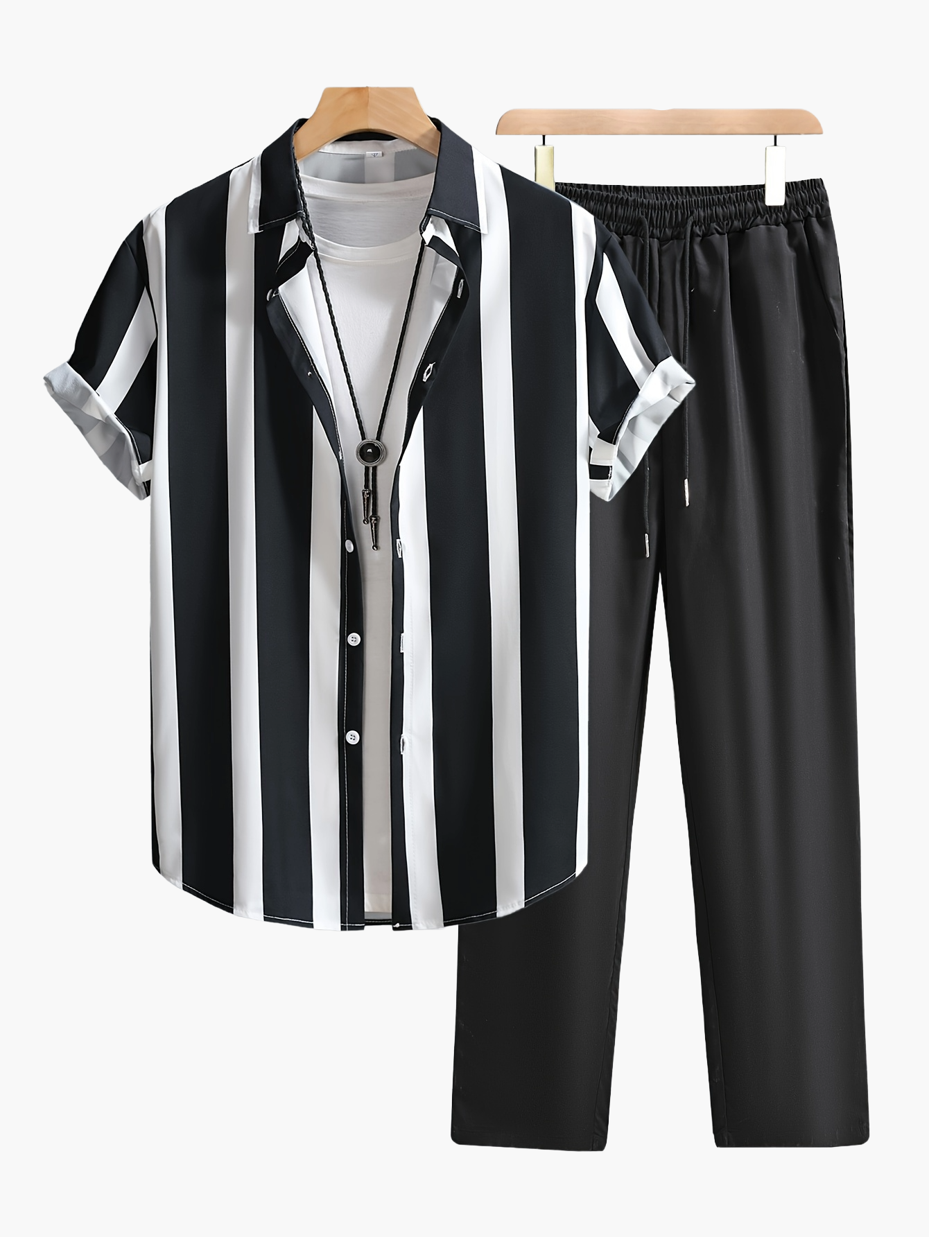 Camicia uomo a righe manica corta stile moderno streetwear tempo libero
