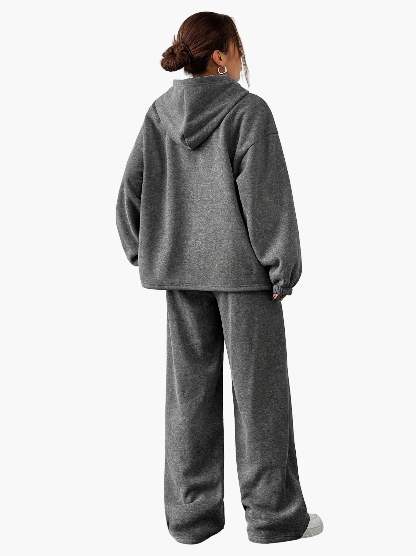 Dam Loungewear Set Hoodie och Vida Byxor – Elegant fritidslook för höst & vinter
