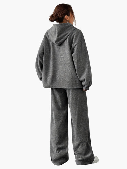Dam Loungewear Set Hoodie och Vida Byxor – Elegant fritidslook för höst & vinter