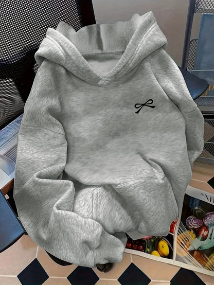Sudadera con capucha extragrande para mujer, con bordado de lazo