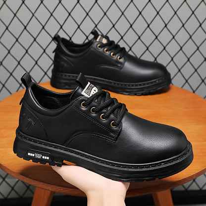 Herren Schnürschuh Casual mit Profilsohle Schwarz