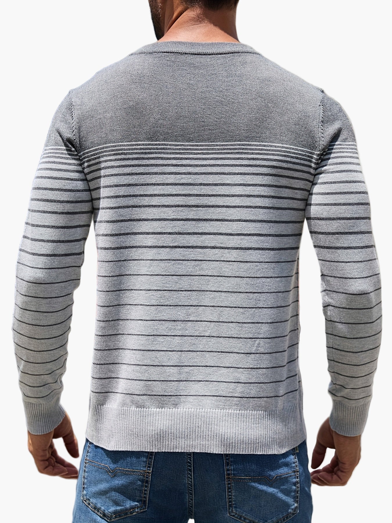 Herren Strickpullover mit Streifenmuster – Lässiger Freizeit-Look für Alltag und Büro