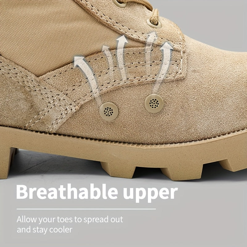 Stivali da uomo beige da esterno con lacci e cerniera